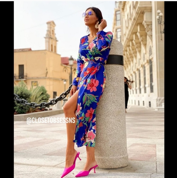 Zara Hot Pink Pointed Toe Heeled Mules - Picture 3 of 14